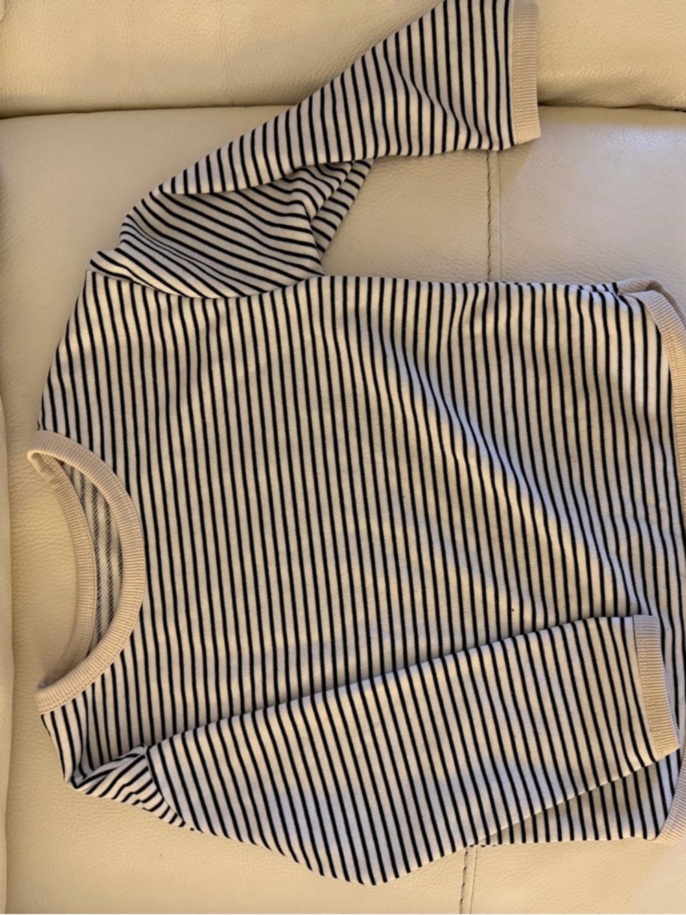 Black and white pinstriped sweatshirt (lightweight)